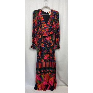FARM RIO Dress. Black Banana Sky Viscose Maxi, Size Small, New